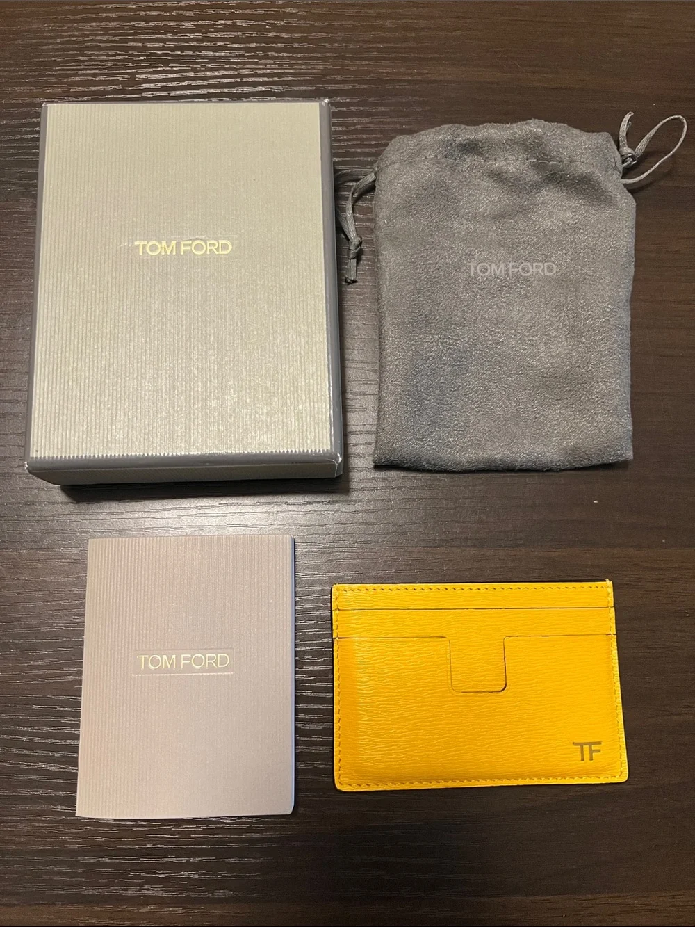 Tom Ford New in Box TF Yellow Gold Leather Card Holder Made in Italy Unisex